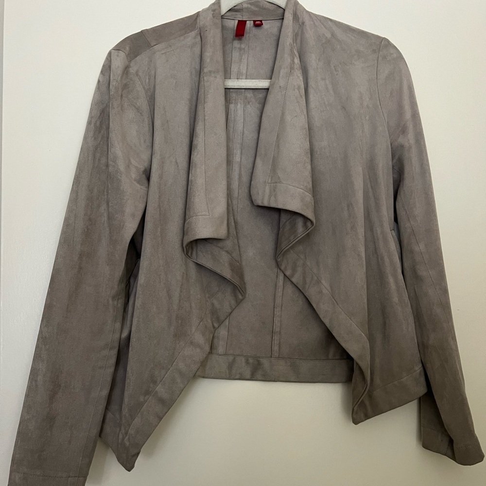 Grey Suede Blazer Jacket
